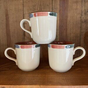 Set of 3 VTG Noritake Warm Sands Coffee Mugs Stoneware 8472 Made in Indonesia